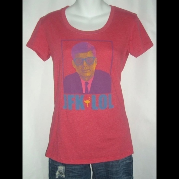 Chive Tees Heathered Red JFK LOL Neon Pop Art John F Kennedy President Retro M - Picture 1 of 5